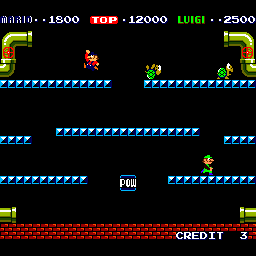Mario and Luigi platforming in Mario Bros.